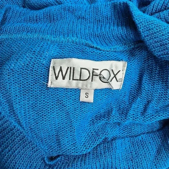Wildfox Blue White Pattern Sweater Cardigan Wide Sleeves Small - Picture 5 of 5